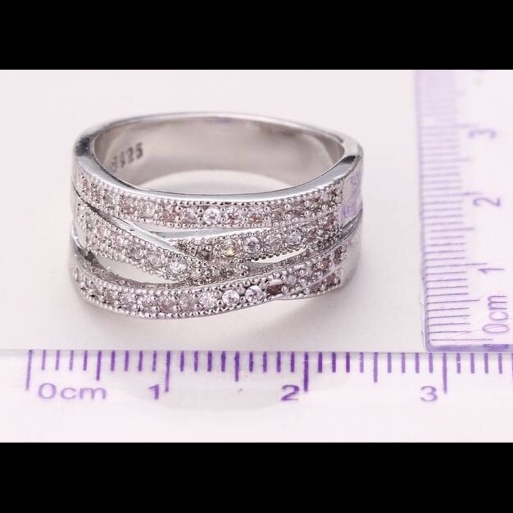 Sterling Silver 925 CZ Bezel Band Ring